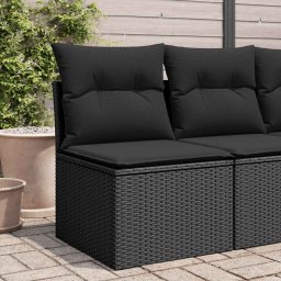 vidaXL fekete polyrattan kerti kanapé karfa nélkül párnákkal