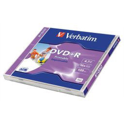 DVD-R lemez, nyomtatható, matt, ID, 4,7GB, 16x, 1 db, normál tok, VERBATIM