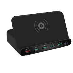 SilverHome Vezeték nélküli töltő 5 USB bemenettel, Type-C, gyors töltő