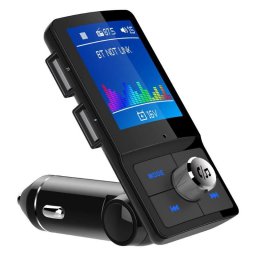 Bluetooth vezeték nélküli FM transzmitter, kihangosító, AUX bemenet, microSD kártya bemenet- színes LED kijelzővel