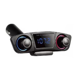 Bluetooth vezeték nélküli FM transzmitter és kihangosító - AUX, TF, USB bemenet - LED kijelzővel M20