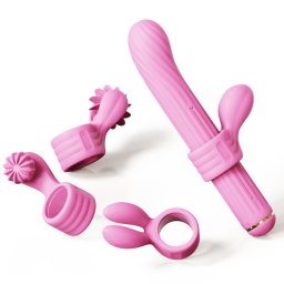 Otouch - Magic Stick S1 Plus vibrátor + 4 db klitorisz izgató feltét (rózsaszín).