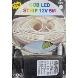 Hideg fehér Flexibilis COB LED szalag 12V 5 méter - LED szalag szett