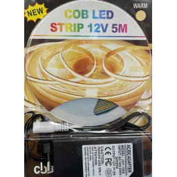 Meleg fehér Flexibilis COB LED szalag 12V 5 méter - LED szalag szett