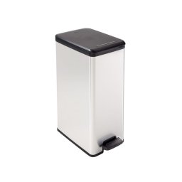 Szemeteskuka pedálos fémhatású műanyag 40 literes "Slim Bin" Curver fekete/ezüst