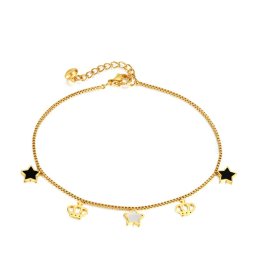 Nemesacél bokalánc korona és csillag díszekkel