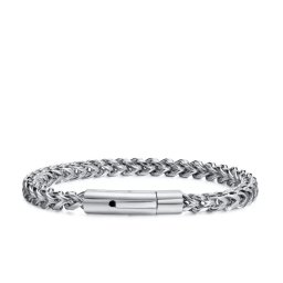 Egyedi kapcsos, fonott nemesacél karkötő