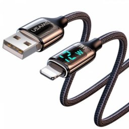 USB Lightning Apple kabel 1.2m Fekete/Display Usams SJ543USB01