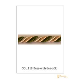 (14 szín) Exkluzív csavart diszitő zsinór. 790/118 Bézs-orchidea-zöld