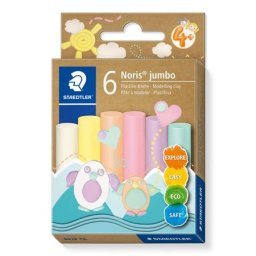 STAEDTLER Modellező gyurma készlet, STAEDTLER "Noris(R) jumbo 842", 6 különböző pasztell szín