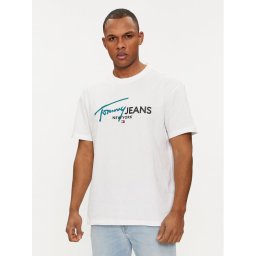 Tommy Jeans Póló Spray Pop Color DM0DM18572 Fehér Regular Fit