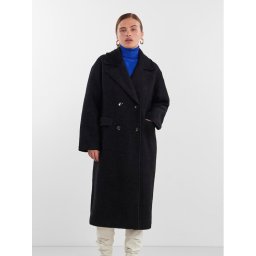 YAS Gyapjú kabát 26030712 Fekete Loose Fit