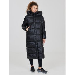 Athlecia Pehelykabát Elly W Maxi Puffer EA233361 Fekete Regular Fit