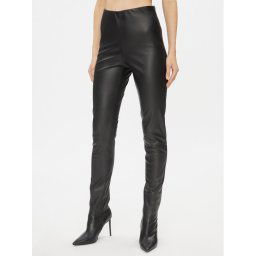 Bruuns Bazaar Műbőr nadrág Christa BBW3601 Fekete Slim Fit