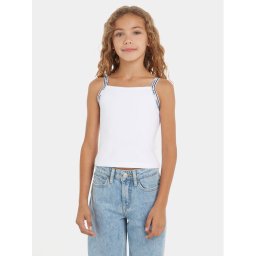Calvin Klein Jeans Felső Logo Tape IG0IG02436 Fehér Slim Fit