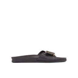 Tommy Hilfiger Papucs Th Hardware Leather Flat Sandal FW0FW07940 Fekete