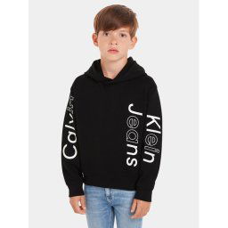 Calvin Klein Jeans Pulóver Maxi Inst Logo IB0IB02040 Fekete Relaxed Fit