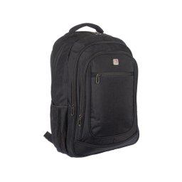 4+2 zsebes laptoptartós fekete vászon hátizsák Adventurer
