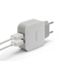 USB Halozati tolto 2 aljzat 2100mA Feher Delight 55045-2WH