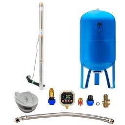 Házi vízmű búvárszivattyúval 2,5'' STM 31 / 100l - RTS digitális nyomáskapcsolóval kútvízhez, öntözésre, homoktűrő