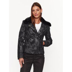 Guess Báránybőr kabát New Olivia W3BL31 WFQZ0 Fekete Regular Fit