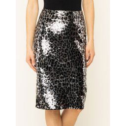 MICHAEL Michael Kors Ceruzaszoknya Leopard Sequined MF97EZXCJE Ezüst Regular Fit
