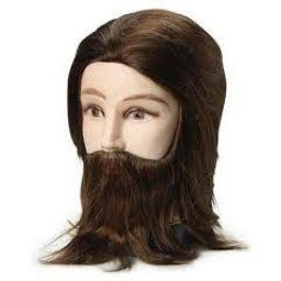Brave Head szakállas férfi babafej humán hajjal, 20 cm