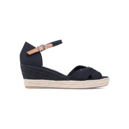 Tommy Hilfiger Espadrilles Basic Opened Toe Mid Wedge FW0FW04785 Fekete