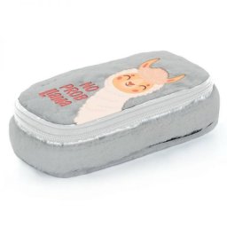 Lámás szögletes tolltartó gumipánttal - plüss bevonattal - OXY BAG