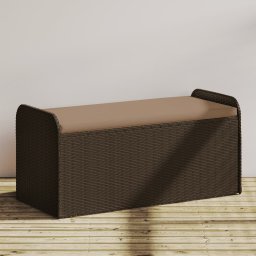 vidaXL barna polyrattan tárolópad párnával 115 x 51 x 52 cm