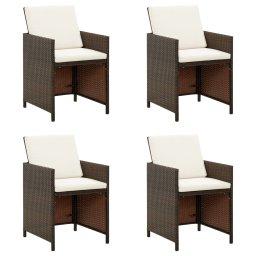 vidaXL 4 db barna polyrattan kerti étkezőszék párnával