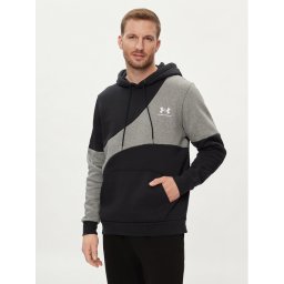 Under Armour Pulóver Ua Essential Flc Blocked Hd 1383070-001 Fekete Loose Fit