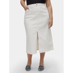 Vero Moda Curve Farmer szoknya Lucky 10302452 Fehér Regular Fit