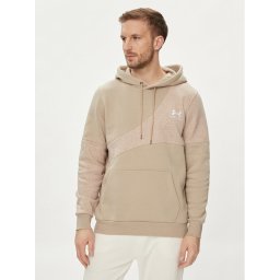 Under Armour Pulóver Ua Essential Flc Blocked Hd 1383070-299 Khaki Loose Fit