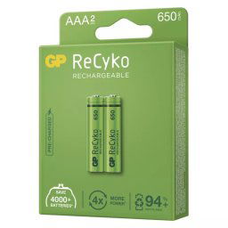 GP AAA ReCyko 650 mAh, újratölthető, (HR03) 2 db PP