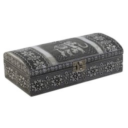 Ékszertartó Doboz Elefánt Alumínium, Fa