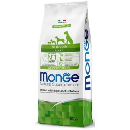 Monge Dog Adult Monoprotein All Breeds nyúl-rizs-burgonya száraztáp kutyának 15kg