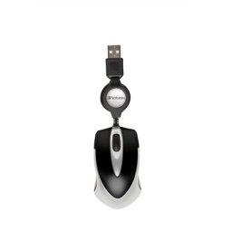 VERBATIM Egér, vezetékes, optikai, kisméret, USB, VERBATIM "Go Mini", ezüst-fekete