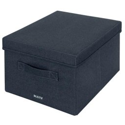 LEITZ Doboz, szövet borítású, M méret, LEITZ "Fabric", sötétszürke