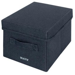 LEITZ Doboz, szövet borítású, S méret, LEITZ "Fabric", sötétszürke