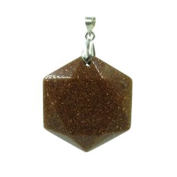 Fazettált hexagon napkő medál