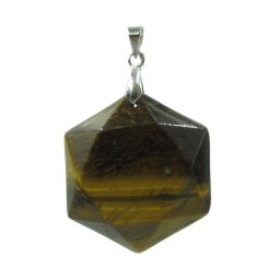 Fazettált hexagon tigrisszem medál