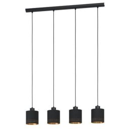 LED lámpa , függeszték , mennyezeti , 110cm , E27 foglalattal , 4 x 28W , fekete - arany , EGLO , ESTEPERRA , 99275