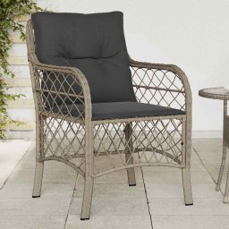 vidaXL 2 db világosszürke polyrattan kerti szék párnával
