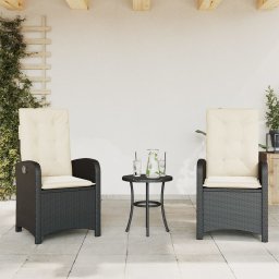 vidaXL 2 db fekete polyrattan dönthető kerti szék párnával