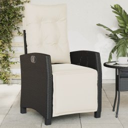 vidaXL fekete polyrattan dönthető kerti szék lábtartóval