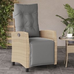 vidaXL vegyes bézs polyrattan dönthető kerti szék lábtartóval