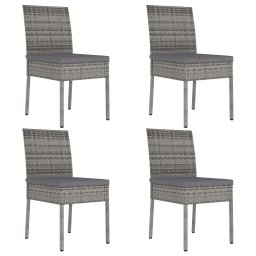 vidaXL 4 db szürke polyrattan kerti étkezőszék