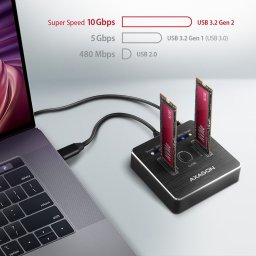NVMe M.2 SSD duális dokkoló USB-C 3.2 Gen2 AXAGON (ADSA-M2C)