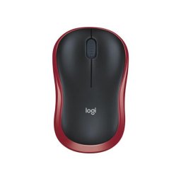 Egér, vezeték nélküli, optikai, közepes méret, USB, LOGITECH "M185", piros